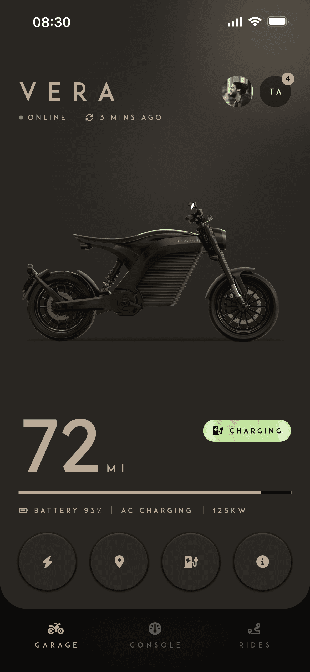 Tarform iPhone app, Vera garage view