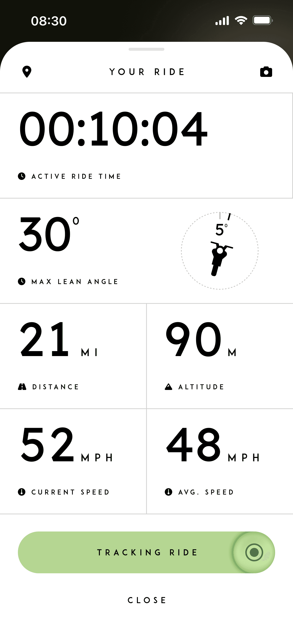 Tarform iPhone app, Ride