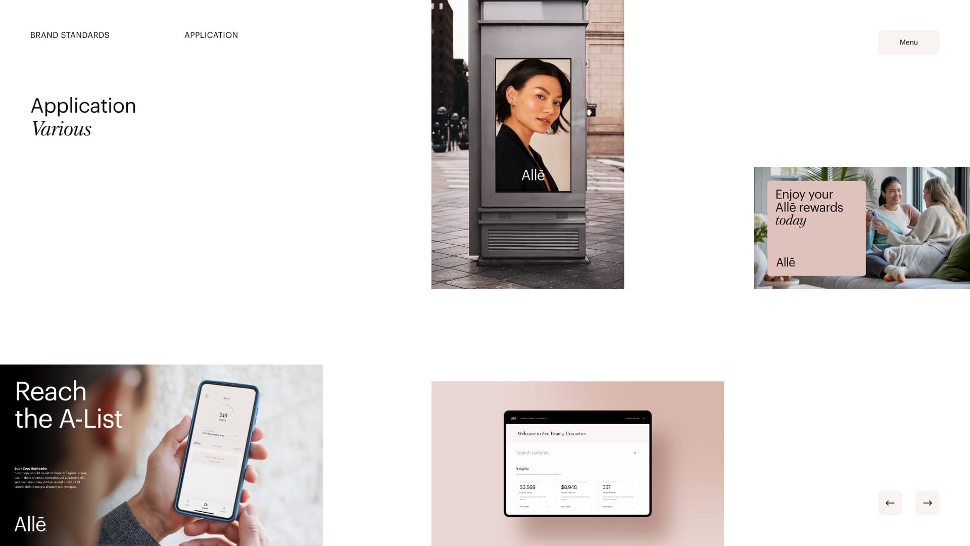 Allē brand standards application across out-of-home, social, mobile, and tablet
