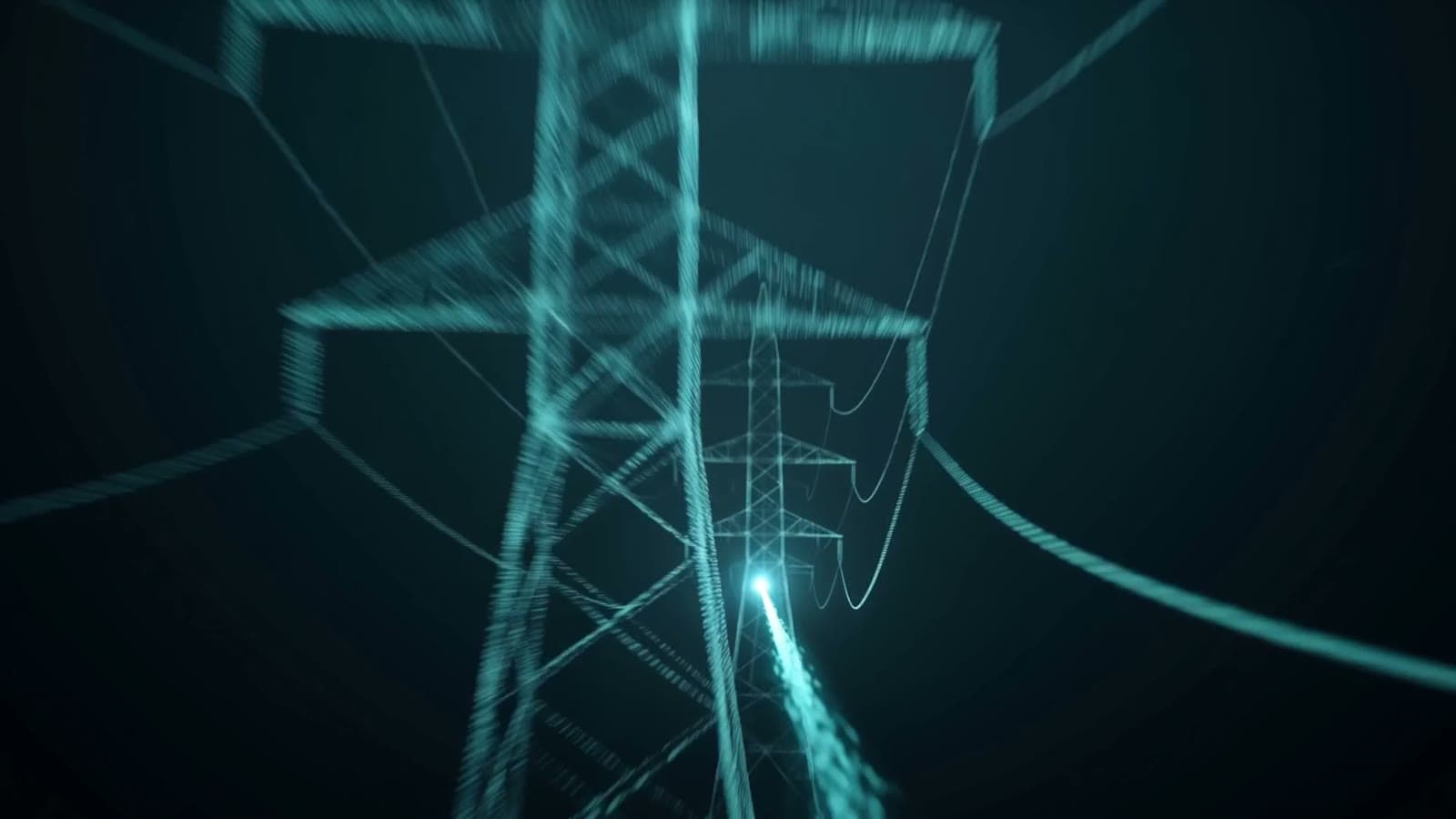 A flight up a transmission tower as a charge travels the line.
